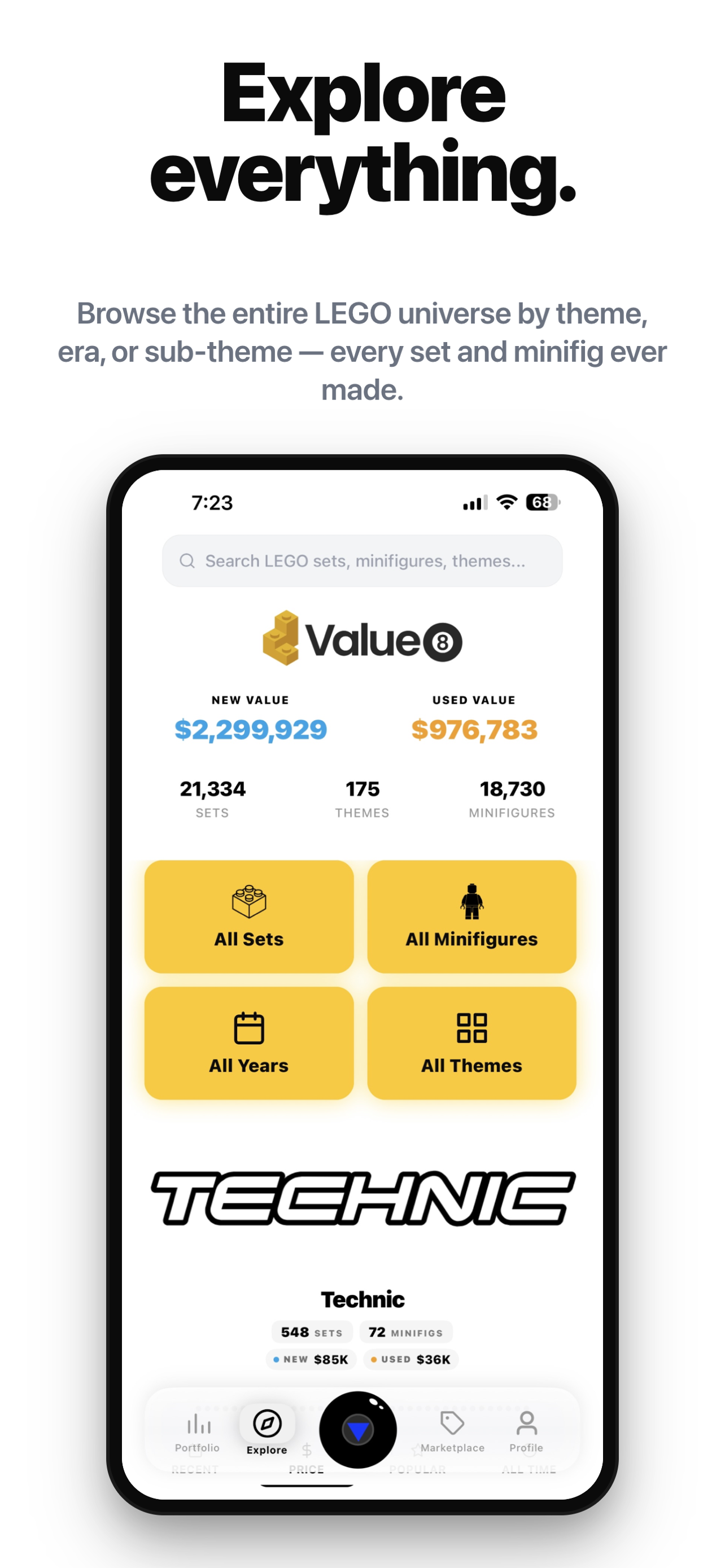 Value8 Explorer — sets, minifigs, themes, years